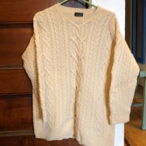 Cream hand knit cable sweater